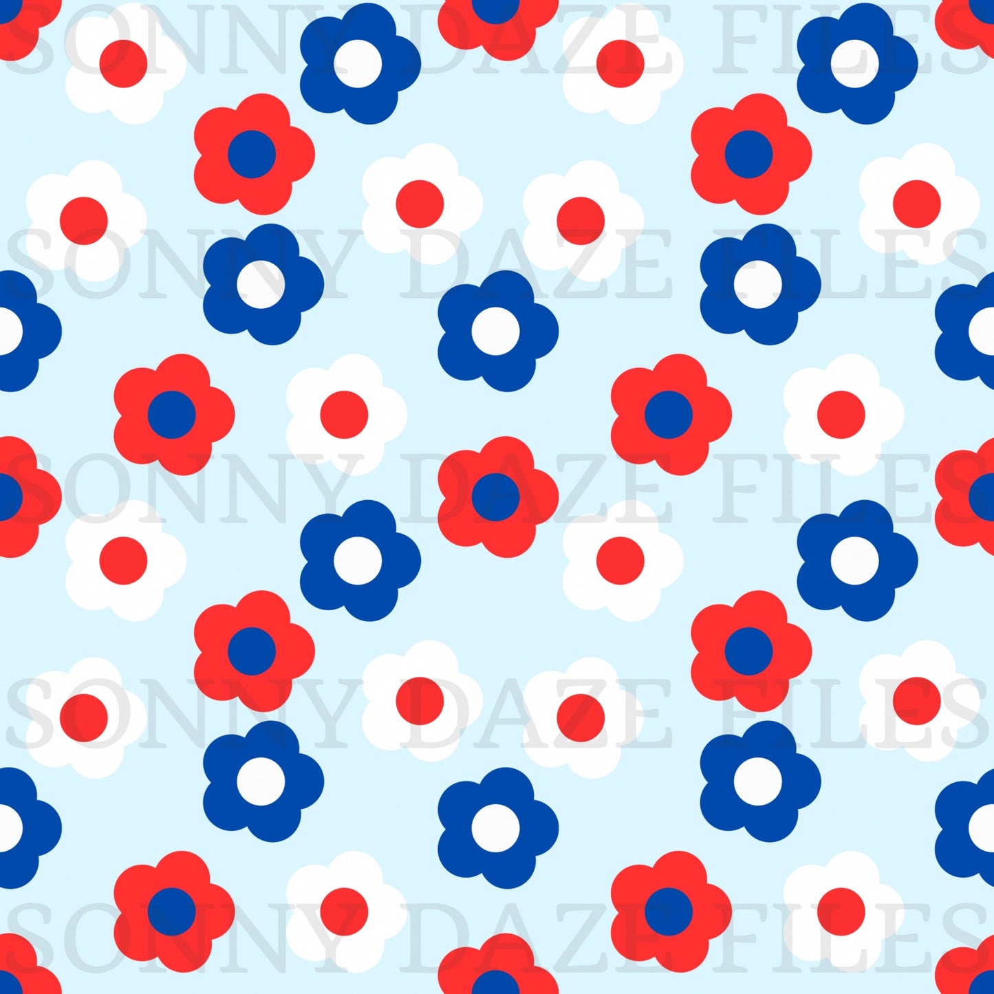 Red white and blue flowers and stripes