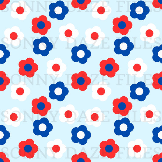 Red white and blue flowers and stripes