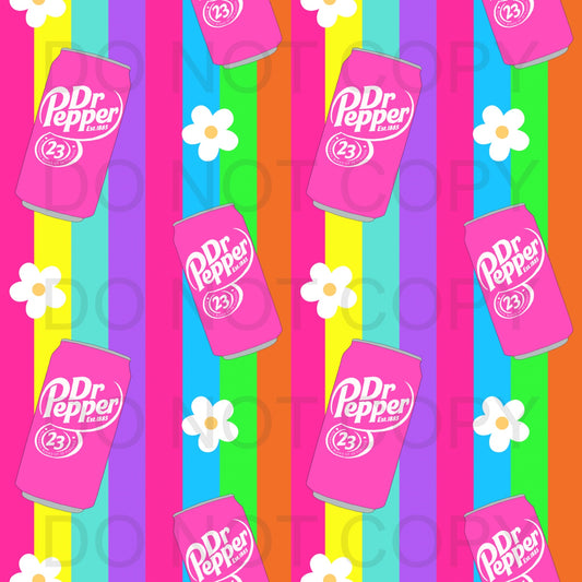 Pink soda with flowers