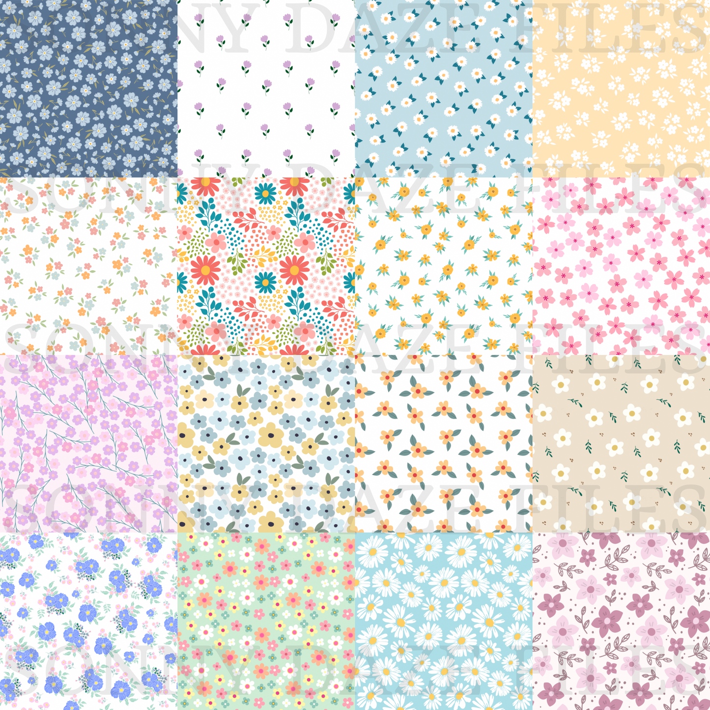 Floral checkered patchwork