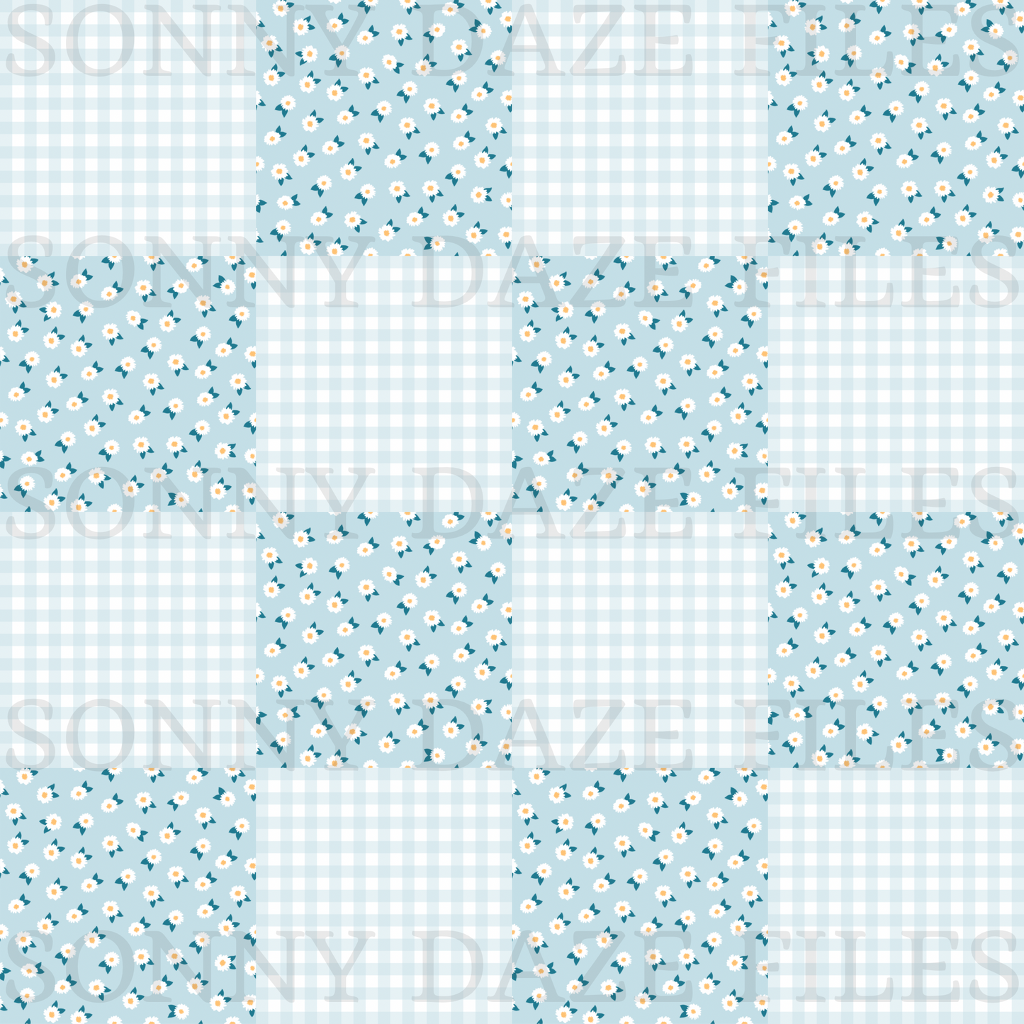 Floral checkered patchwork