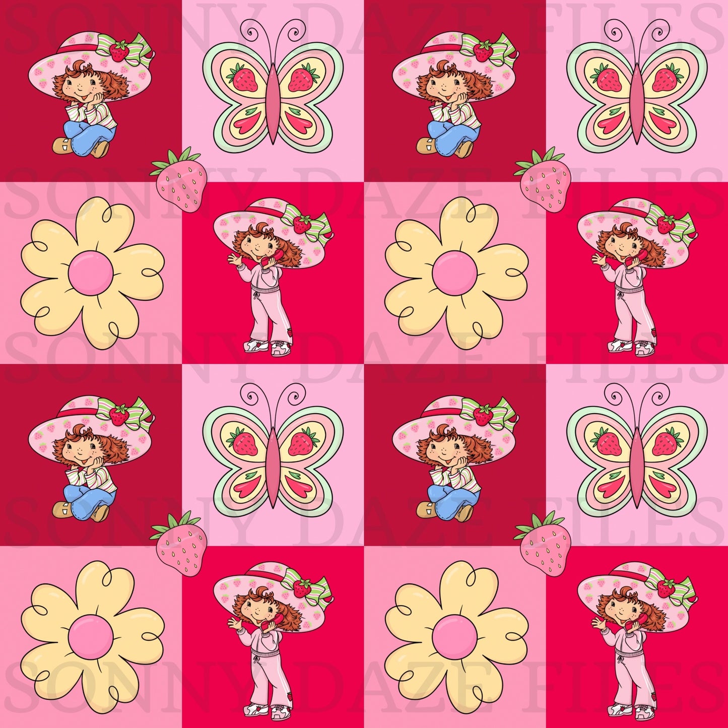 Strawberry girl checkered