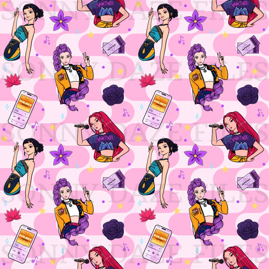 Hunter girls pink wavy background