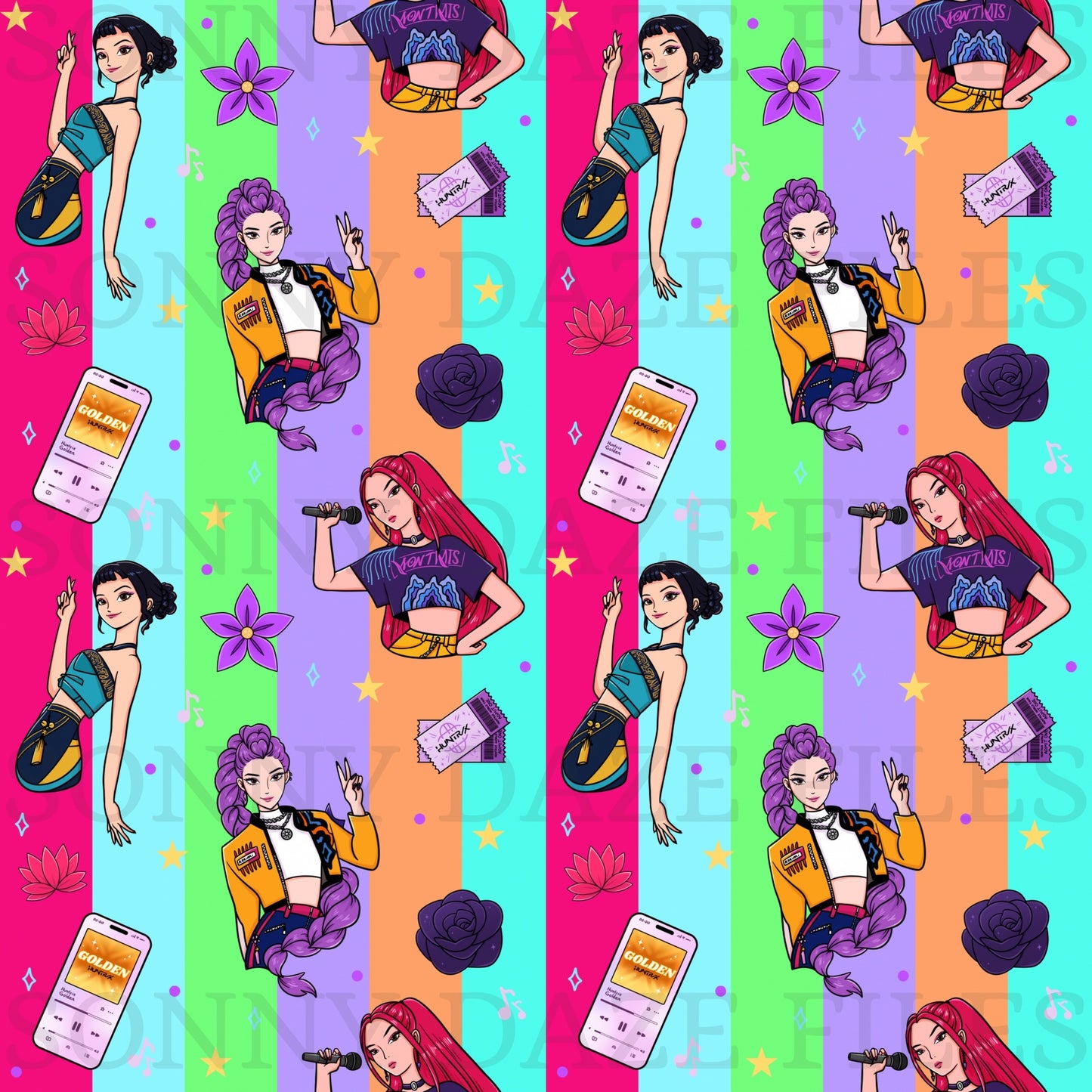 Hunter girls striped background