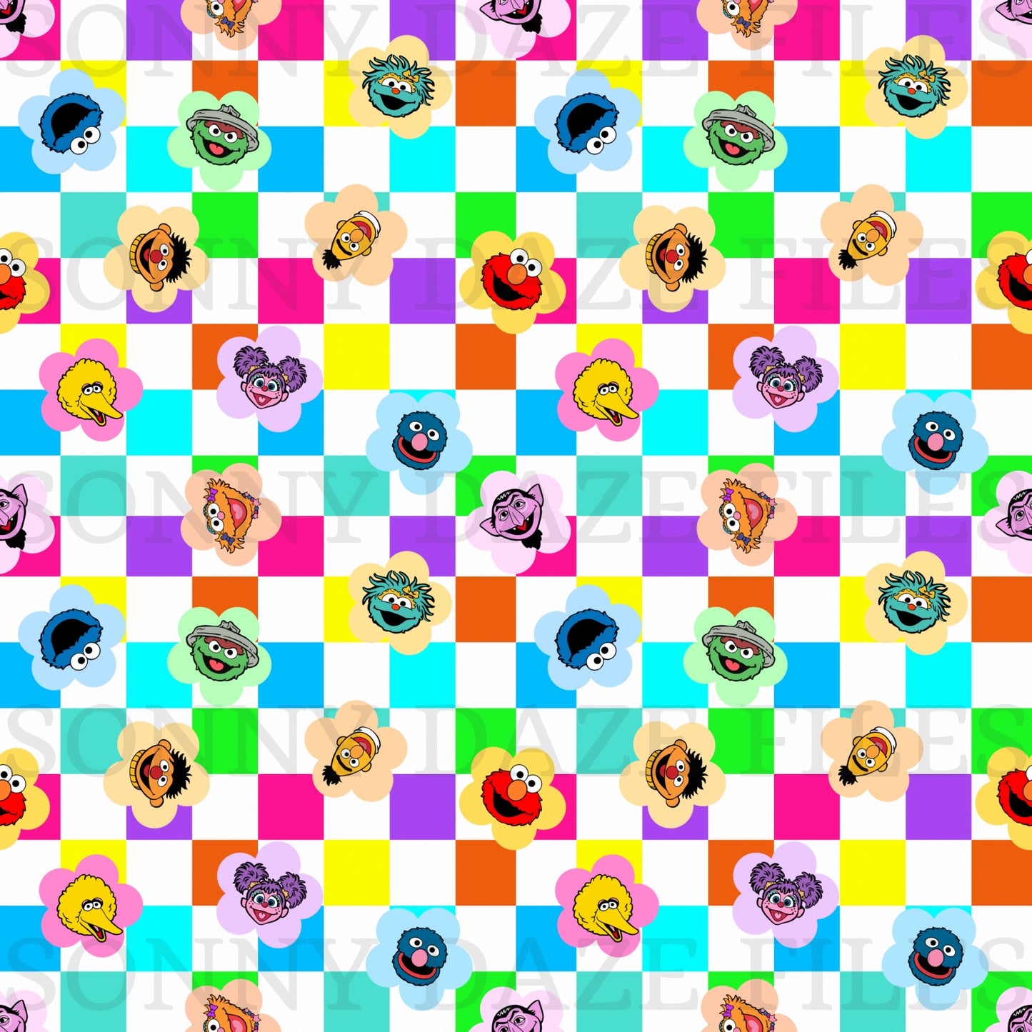 Puppet flowers checkered