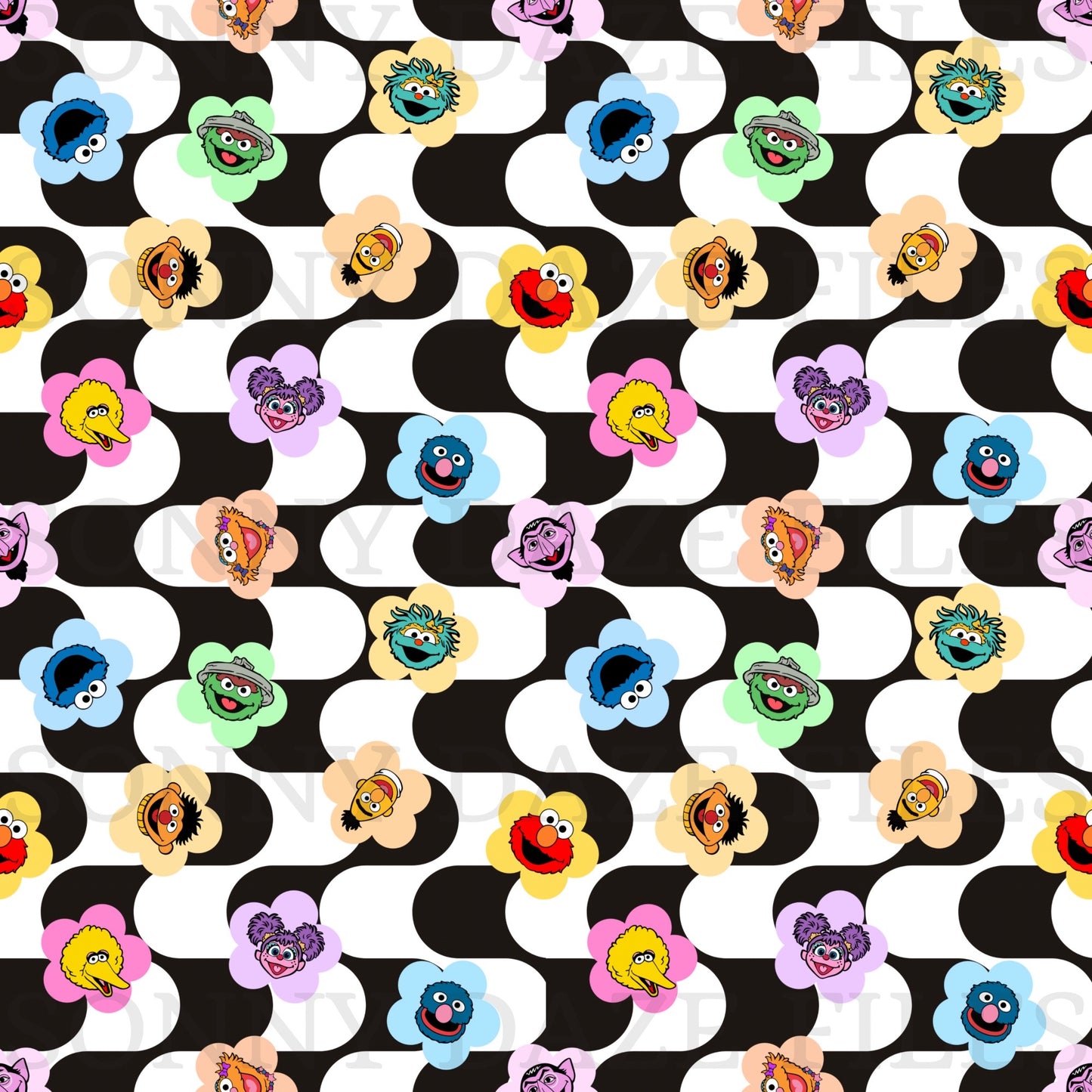 Puppet flowers wavy stripes