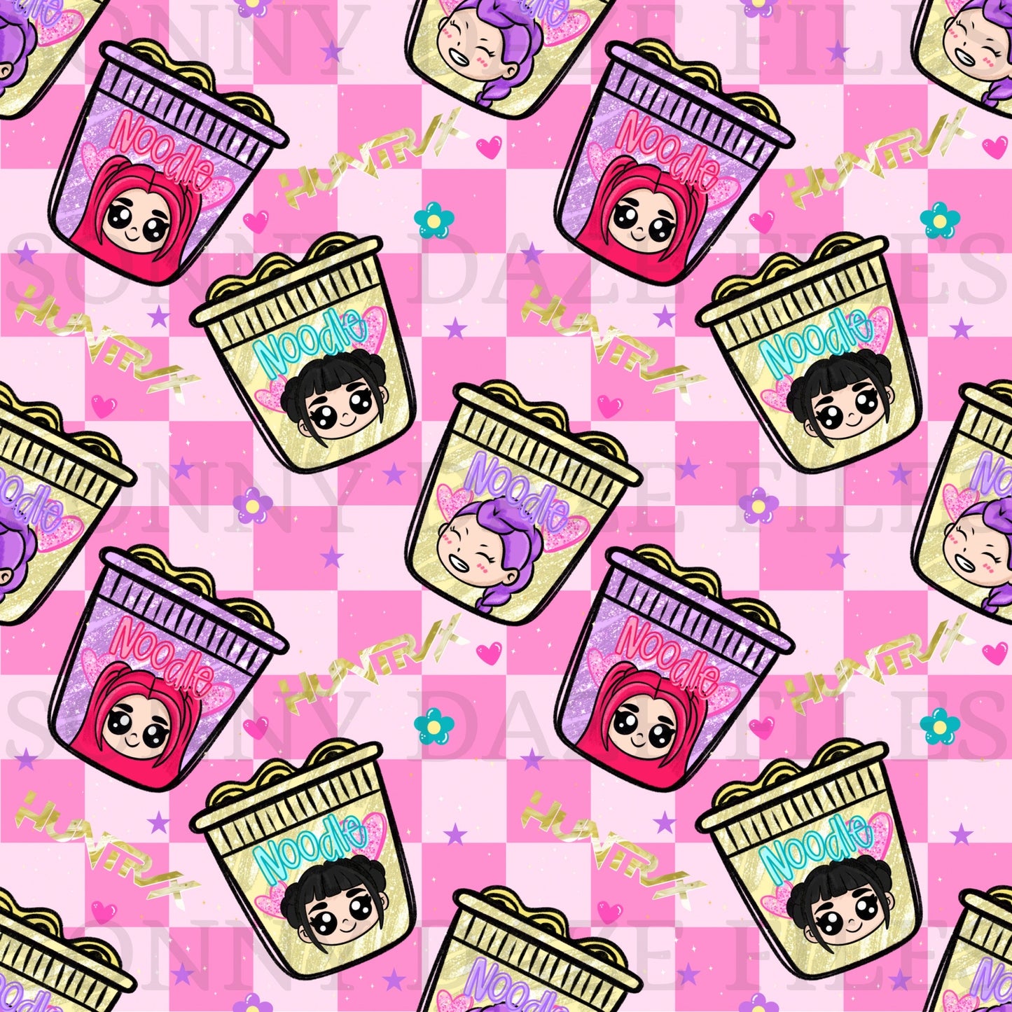 Hunter ramen pink checkered