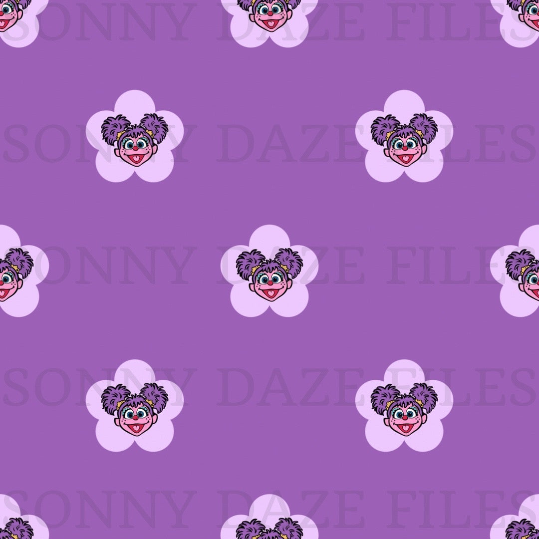 Purple puppet flower and stripes