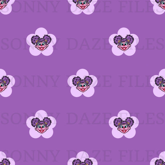 Purple puppet flower and stripes