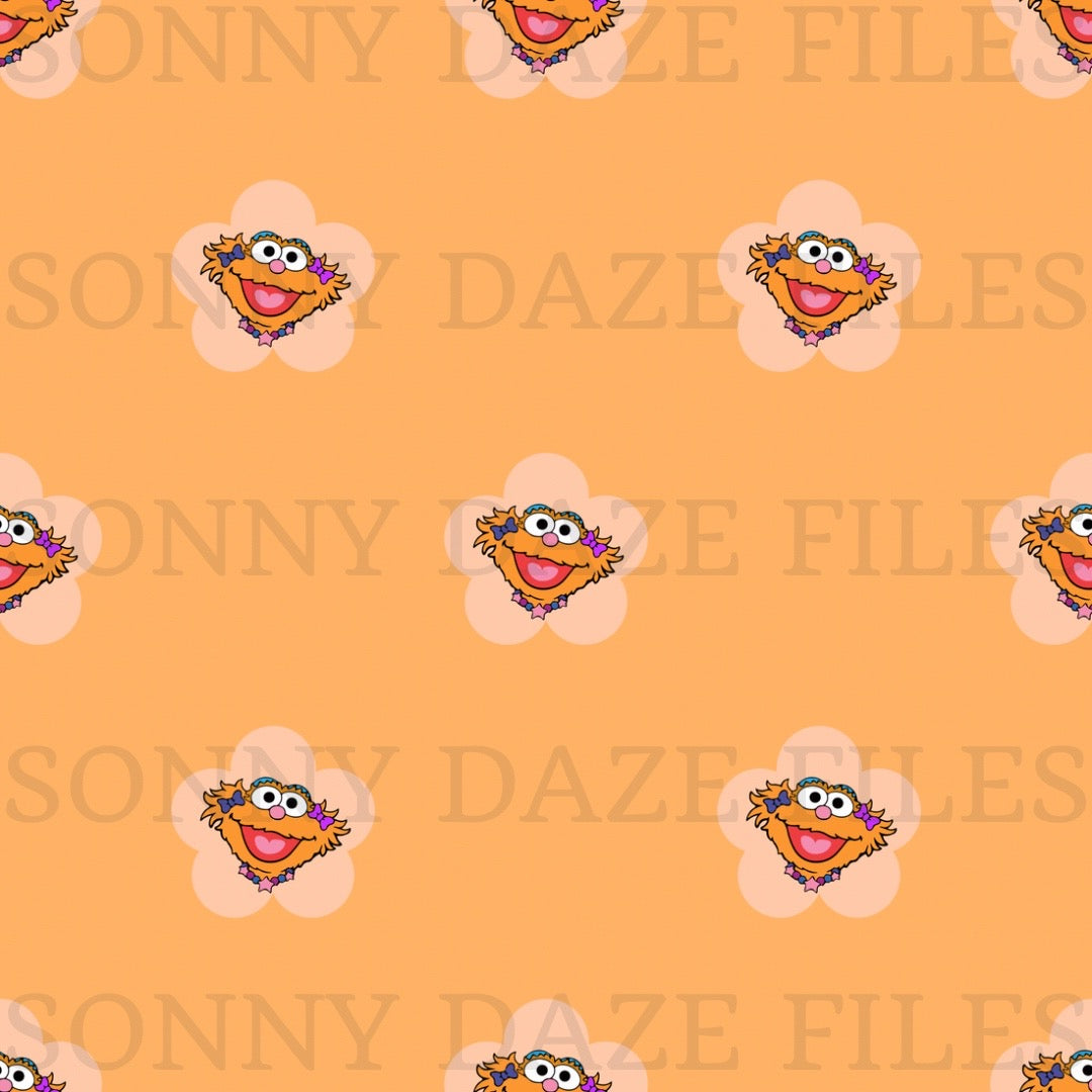 Orange puppet flower and stripes