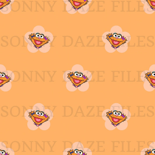 Orange puppet flower and stripes
