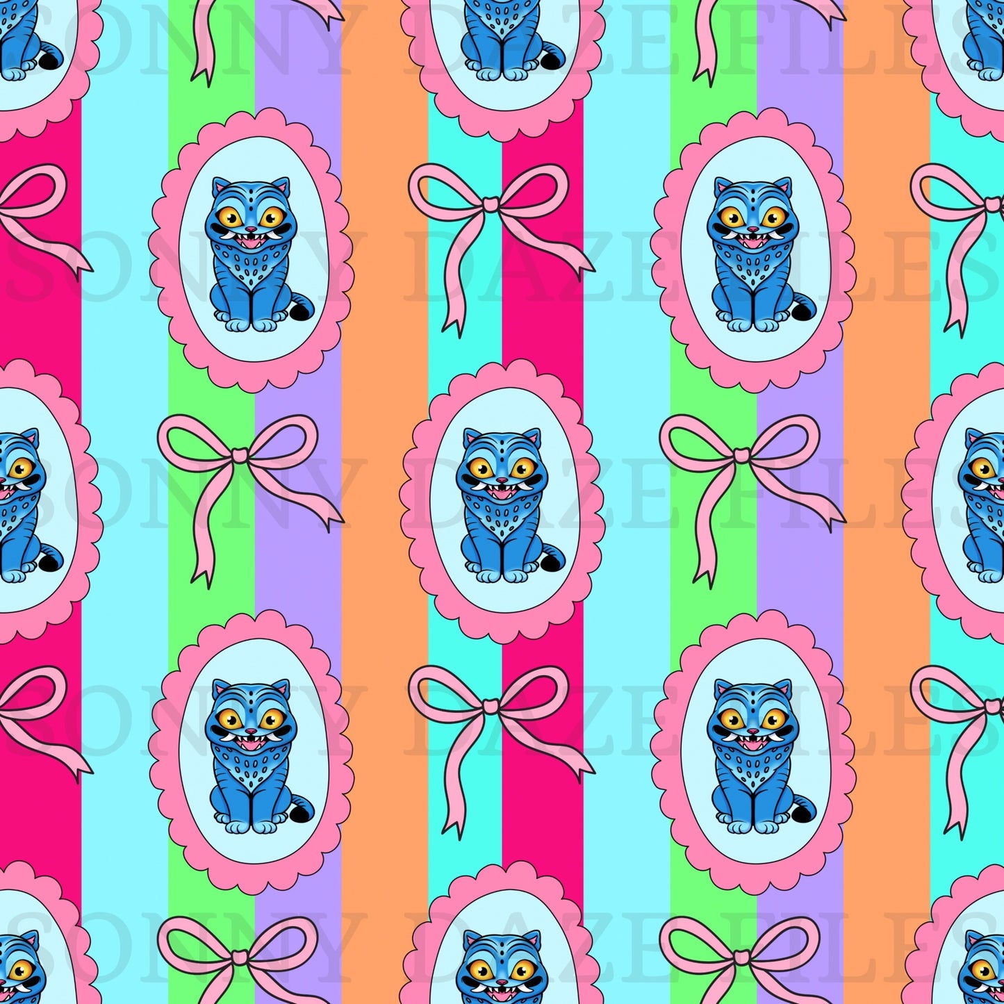 Blue demon cat stripes