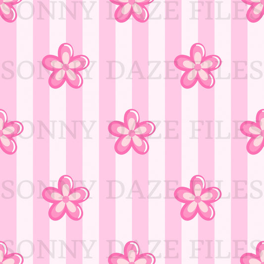 Pink flower stripes