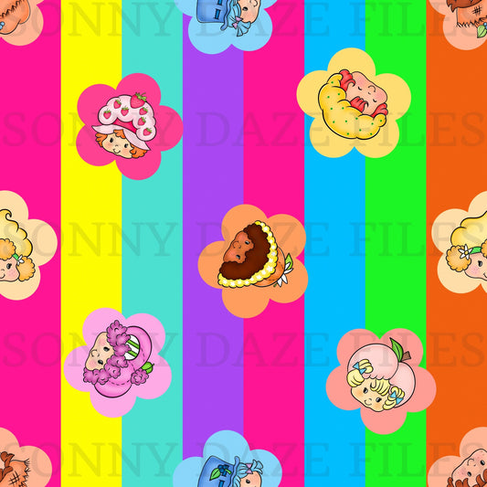 Strawberry girl flowers stripes