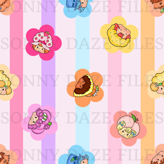 Strawberry girl flowers stripes