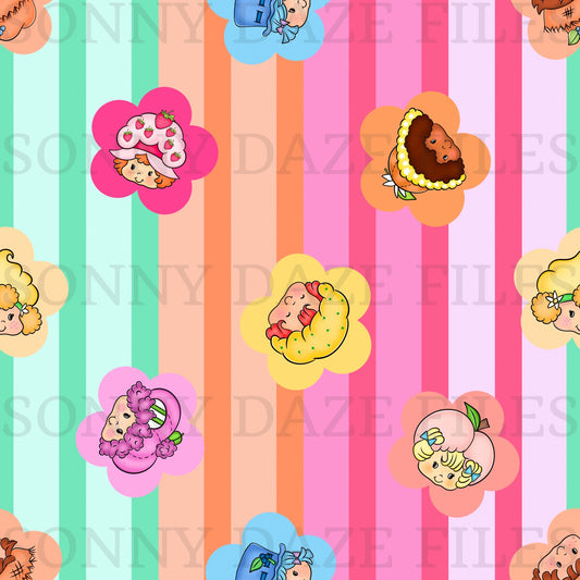 Strawberry girl flowers stripes