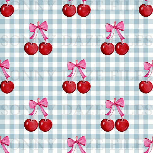 Coquette cherries on gingham