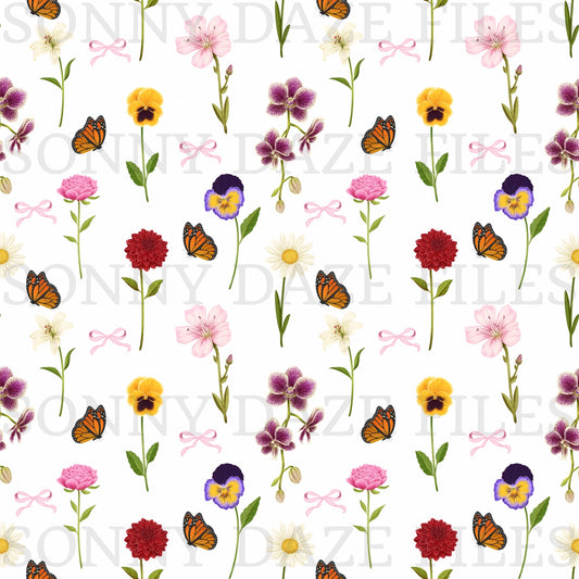 Coquette wildflowers and butterflies