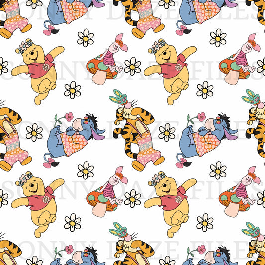 Honey bear and friends with flowers