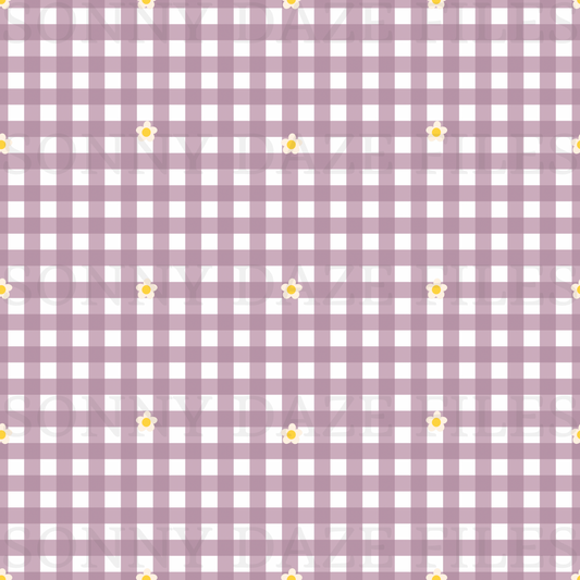 Dainty flower on purple gingham