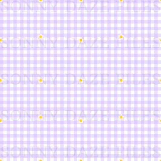 Dainty flower on purple gingham