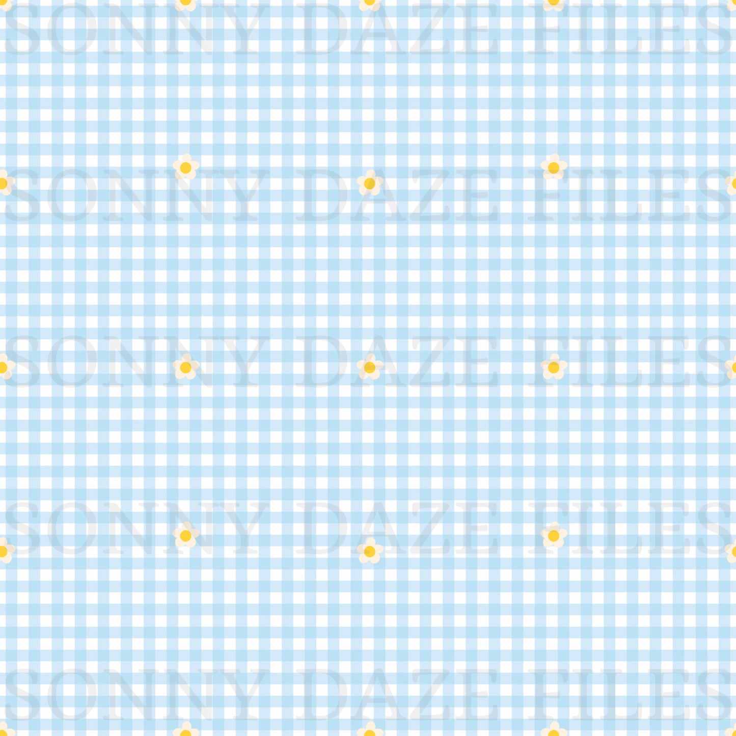 Dainty flower on blue gingham