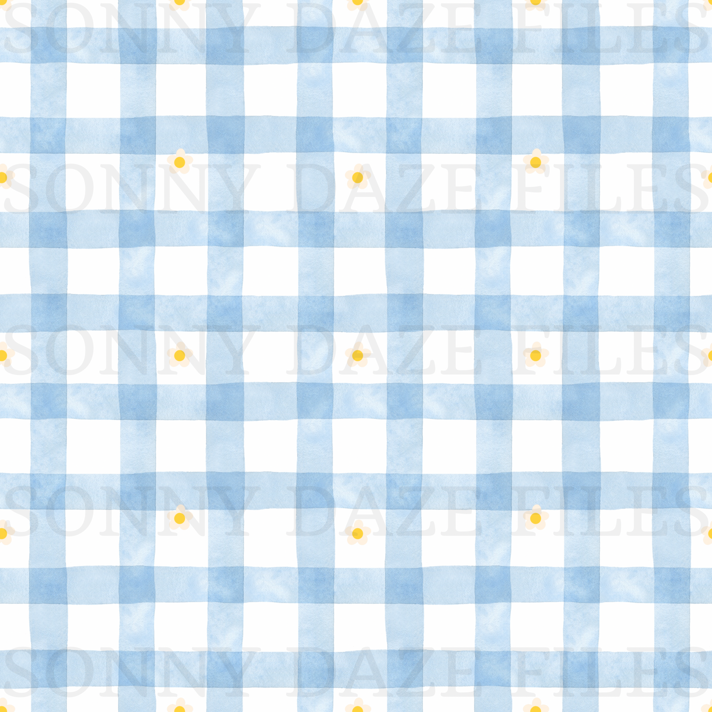 Dainty flower on blue gingham