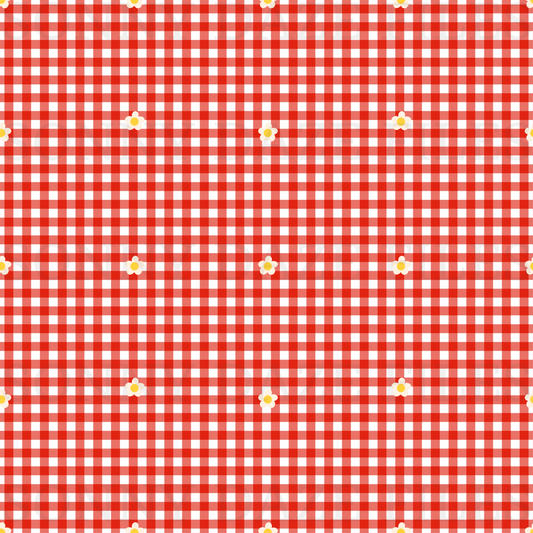 Dainty flower on red gingham
