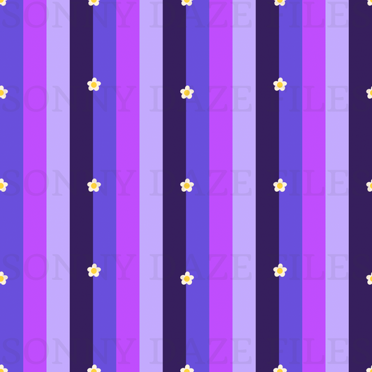 Dainty flower on purple stripes
