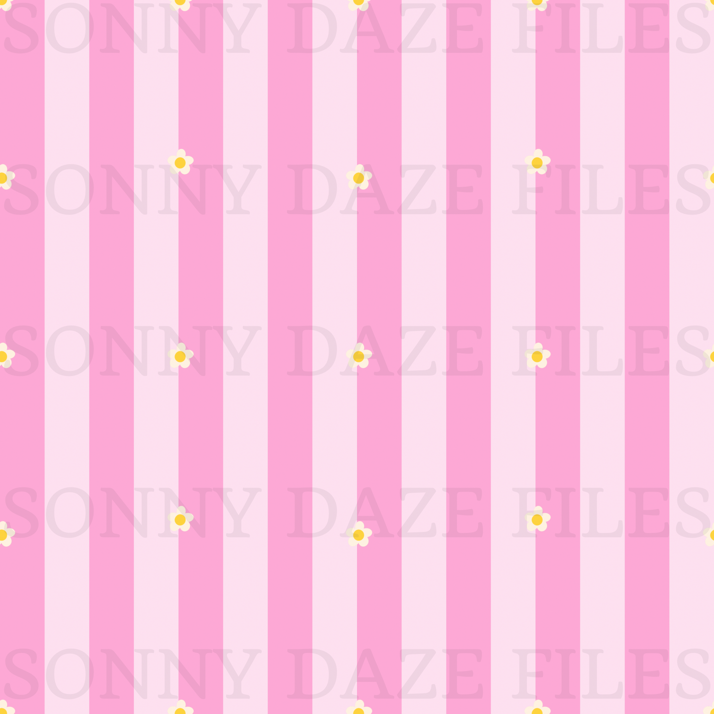 Dainty flower on pink stripes
