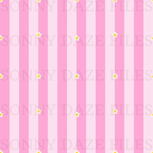 Dainty flower on pink stripes