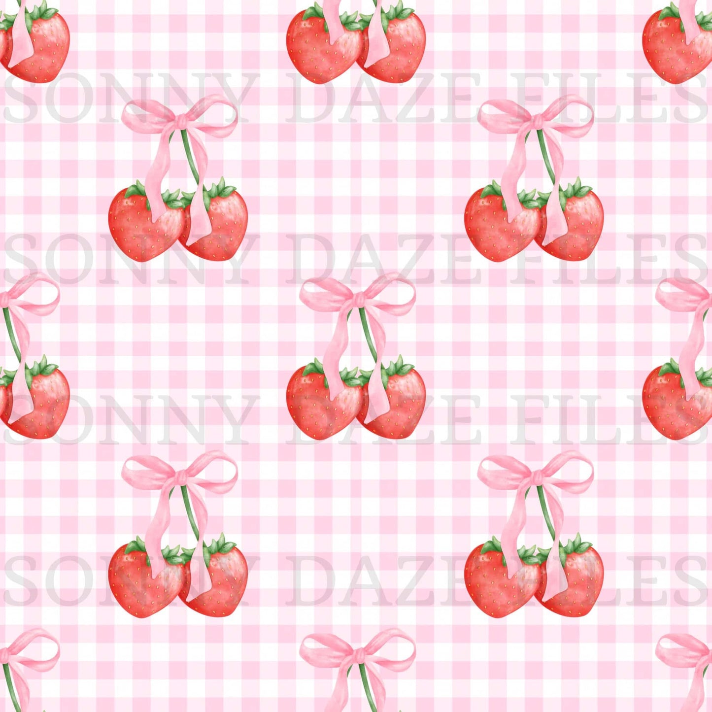 Coquette strawberries on gingham