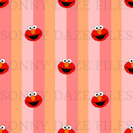 Red puppet monster stripes