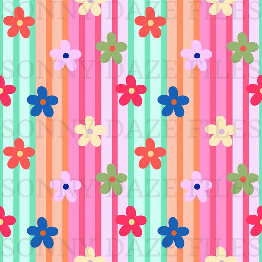 Floral rainbow stripes