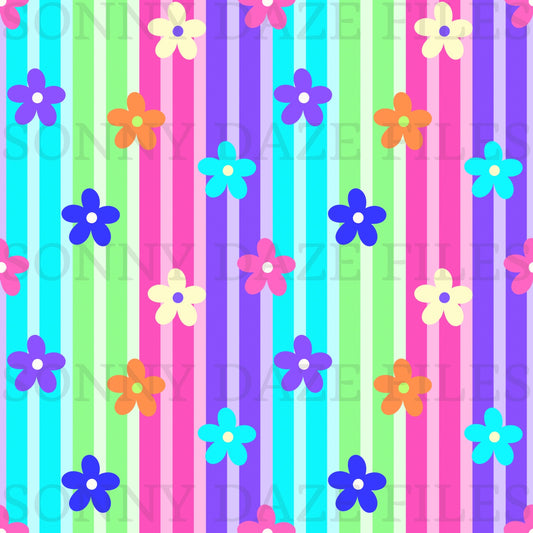 Floral rainbow stripes