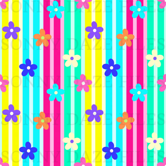 Floral rainbow stripes