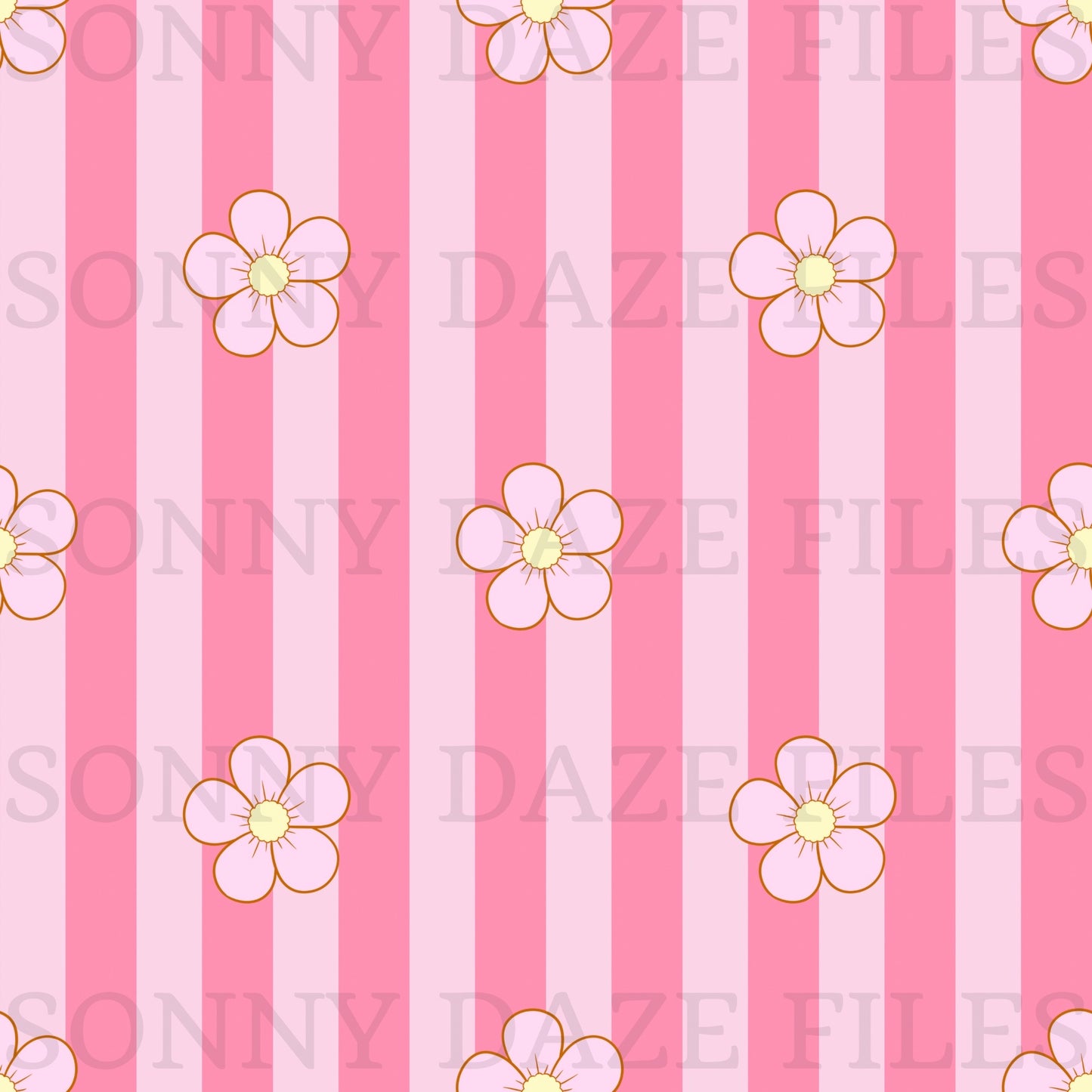 Simple pink flowers on stripes
